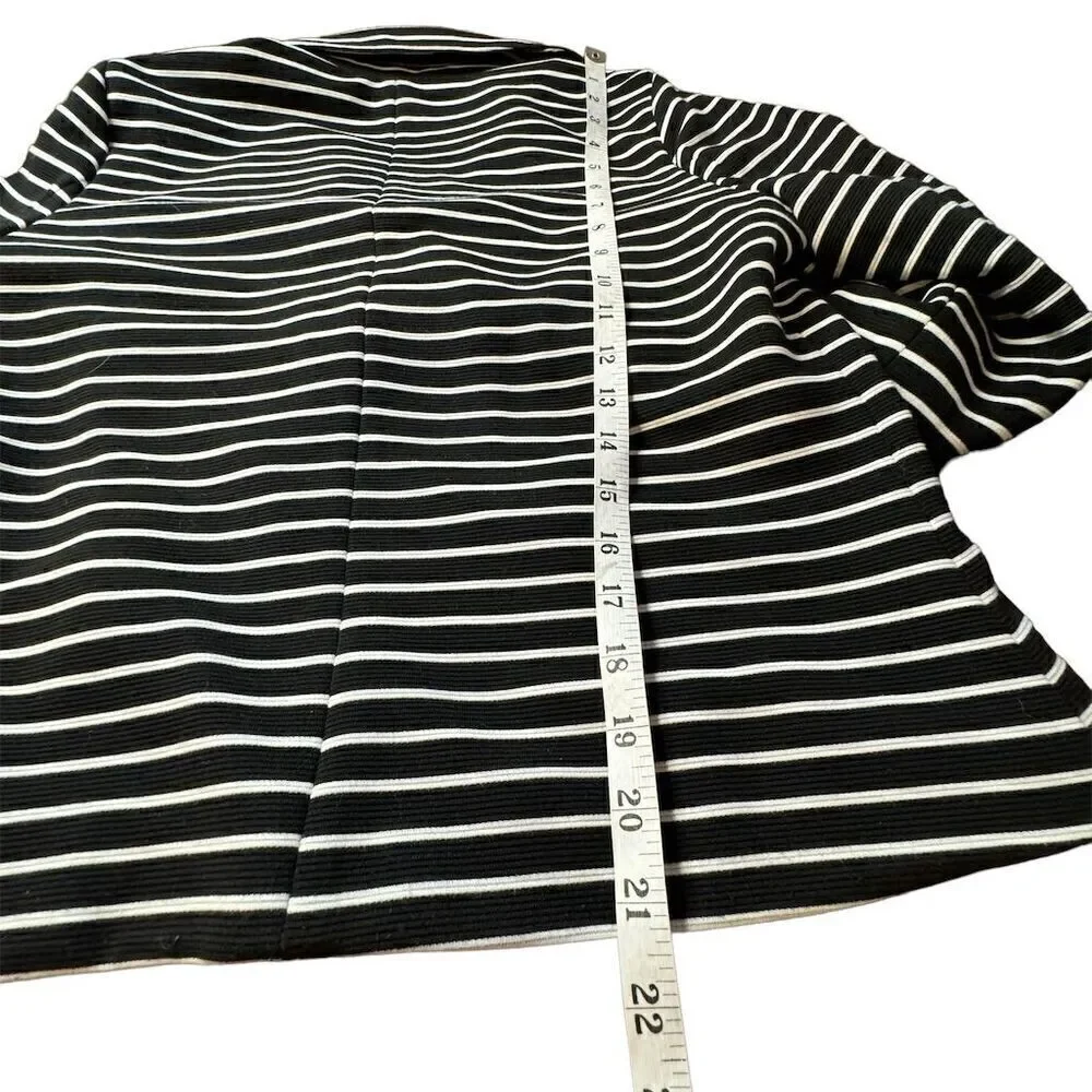 Bagatelle Black/White Striped Moto Jacket Stretch Lined Zip Front Women’s Large